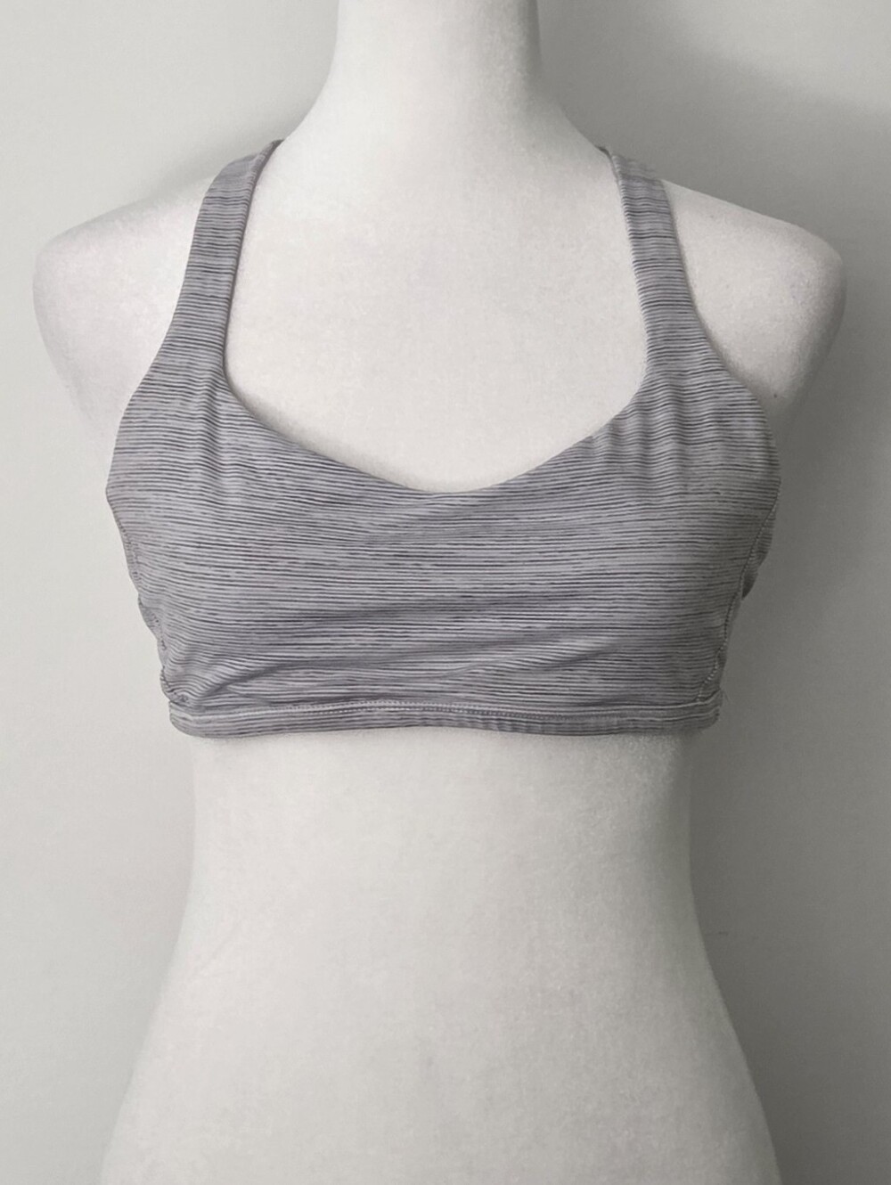 lululemon athletica Light Gray Striped Seamless Racerback Sports Bra